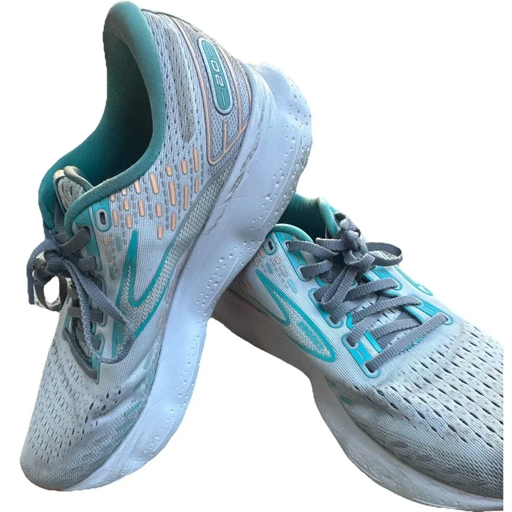 Brooks Glycerin 20 Womens Running Shoes Size 9 Gray Teal Pink Cushion Road
